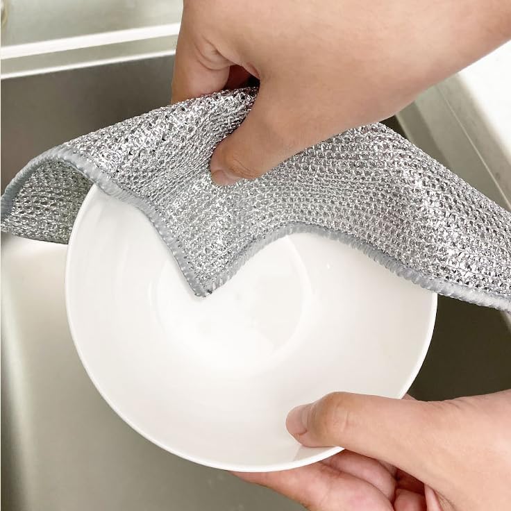 2025 New Multipurpose Wire Dishwashing Rags, Wet and Dry, Metal Scrubbing Pads Sponge Cloths Towels, Non-Scratch Wire Rags for Home Kitchen Dishes, Sinks, Pack of 10