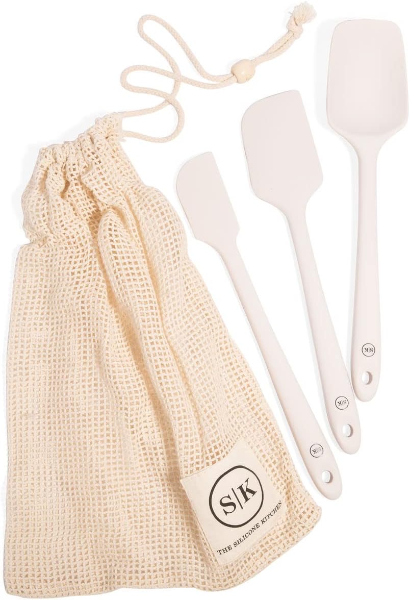 The Silicone Kitchen Improved Spatula, Skinny Spatula, Spoonula in Designer White, Silicone Spatula Set 3 Piece, Off-White
