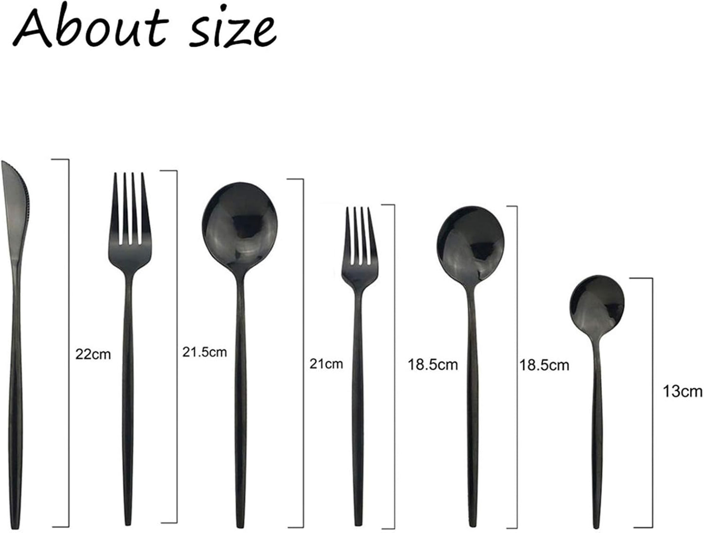 JASHII Silverware Set, Mirror Polished Black Flatware Cutlery Set Service for 4, Shiny Finish 24 Pieces Stainless Steel Utensils Set Dinner Knife Fork Spoon Dessert Fork Salad Spoon Dishwasher Safe