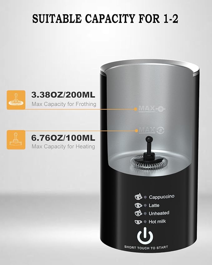 ZACME Milk Frother, 4 in 1 Electric Milk Steamer, Automatic Hot and Cold Foam Maker and Milk Warmer for Coffee, Latte, Cappuccino,Hot Chocolate, Macchiato