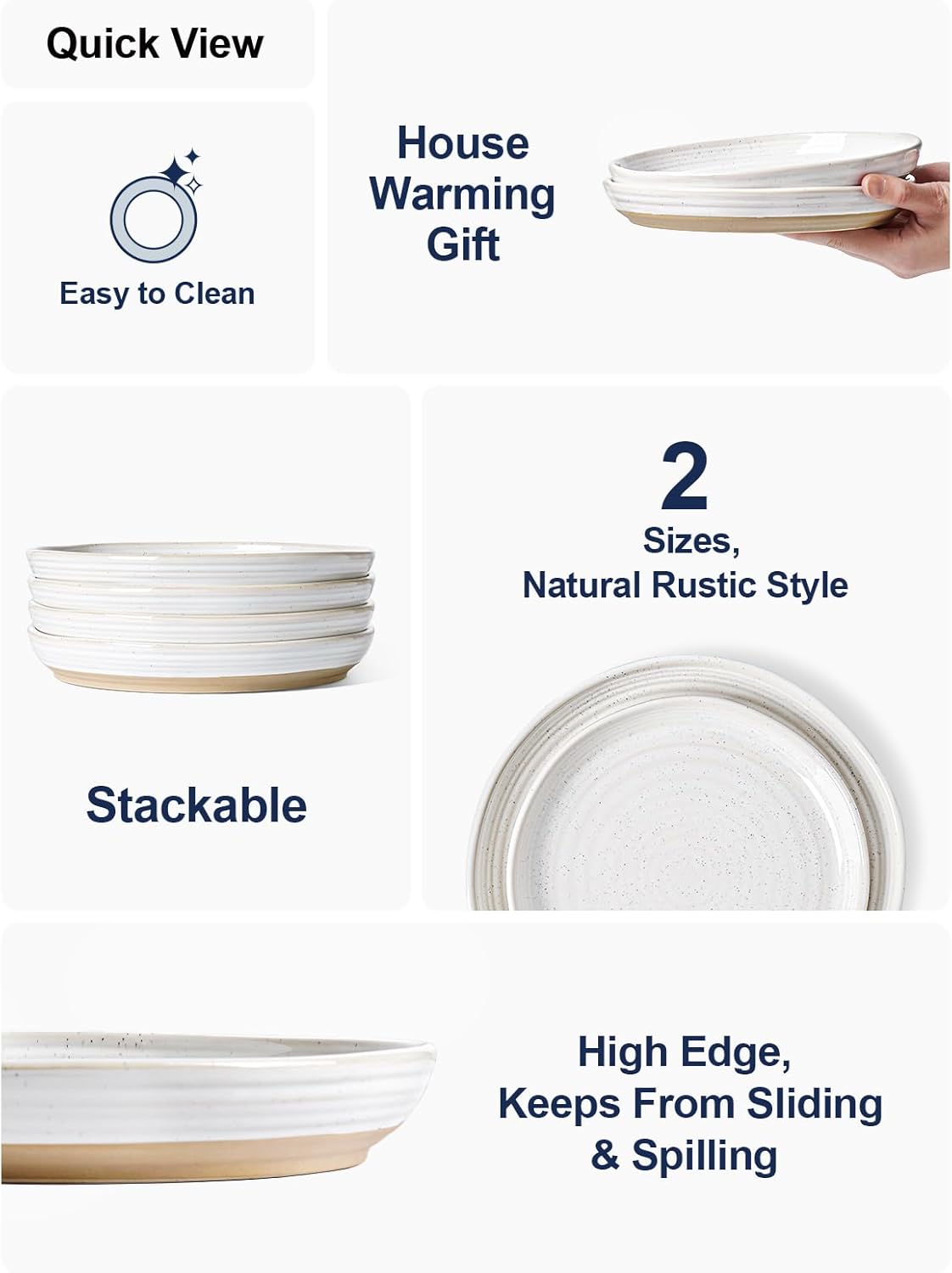 LE TAUCI Dinner Plates Set of 4, 10 Inch Ceramic Flat Dish Set for Kitchen, Serve for Pasta,Steak, Pancake, Microwave, Oven & Dishwasher Safe, Housewarming Wedding Present - Arctic White