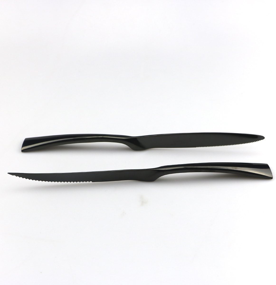 JASHII 18/10 Stainless Steel 8 Piece Mirror Polished Black Steak Knife Black Utensil Set