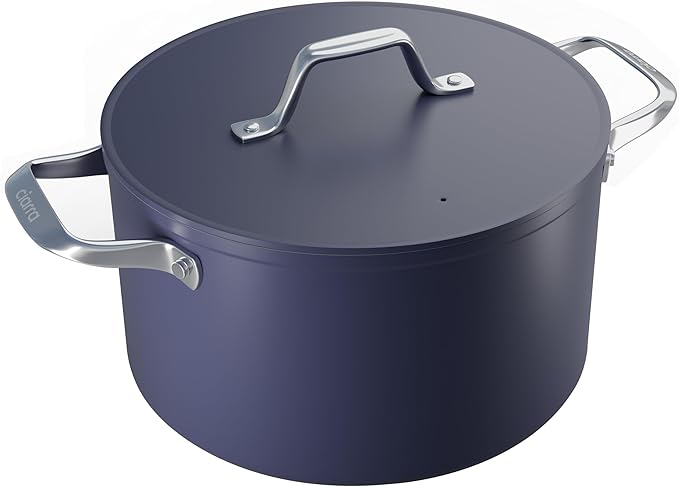 CIARRA Nonstick Dutch Oven with Lid, 6.2 QT Ceramic Dutch Oven with Dual Handles, Non Toxic, PTFE & PFOA Free, Oven Safe & Compatible with All Stovetops, Blue