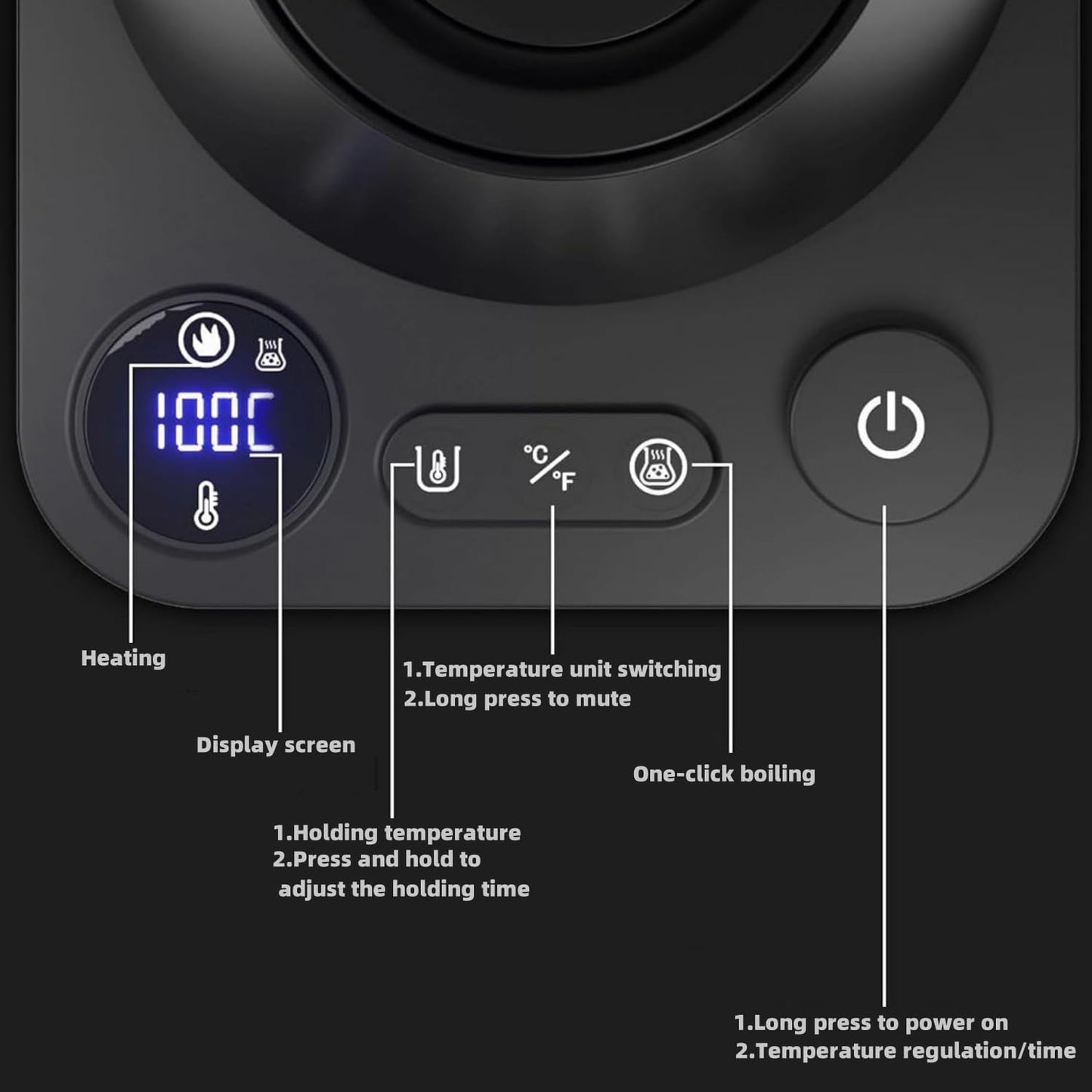 Electric Kettles, Gooseneck Electric Kettle, ±1℉ Temperature Control, Stainless Steel Inner, Quick Heating, for Pour Over Coffee, Brew Tea, Boil Hot Water, 0.9L (Black)