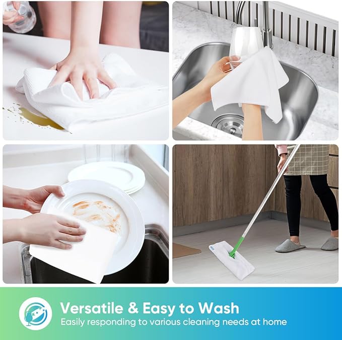 HOMEXCEL White Microfiber Cleaning Cloth, 12 Pack Premium Microfiber Towels for Cars, Lint Free, Scratch-Free, Highly Absorbent, Reusable Cleaning Rags for Car, Household, Kitchen, Window, 11.5"X11.5"