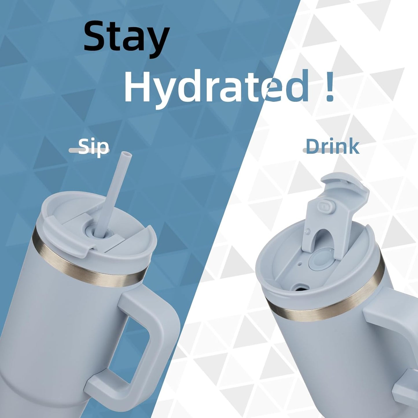 30 oz Tumbler with Handle and 2 Straws,2 in 1 Lid Insulated Water Bottle Stainless Steel Travel Coffee Mug,Lavender