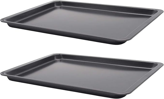 2PCS Cookie Sheet 10x14.5 Inch (Inner 9x13) Baking Sheet Nonstick Heavy Carbon Steel Baking Pans Bakeware