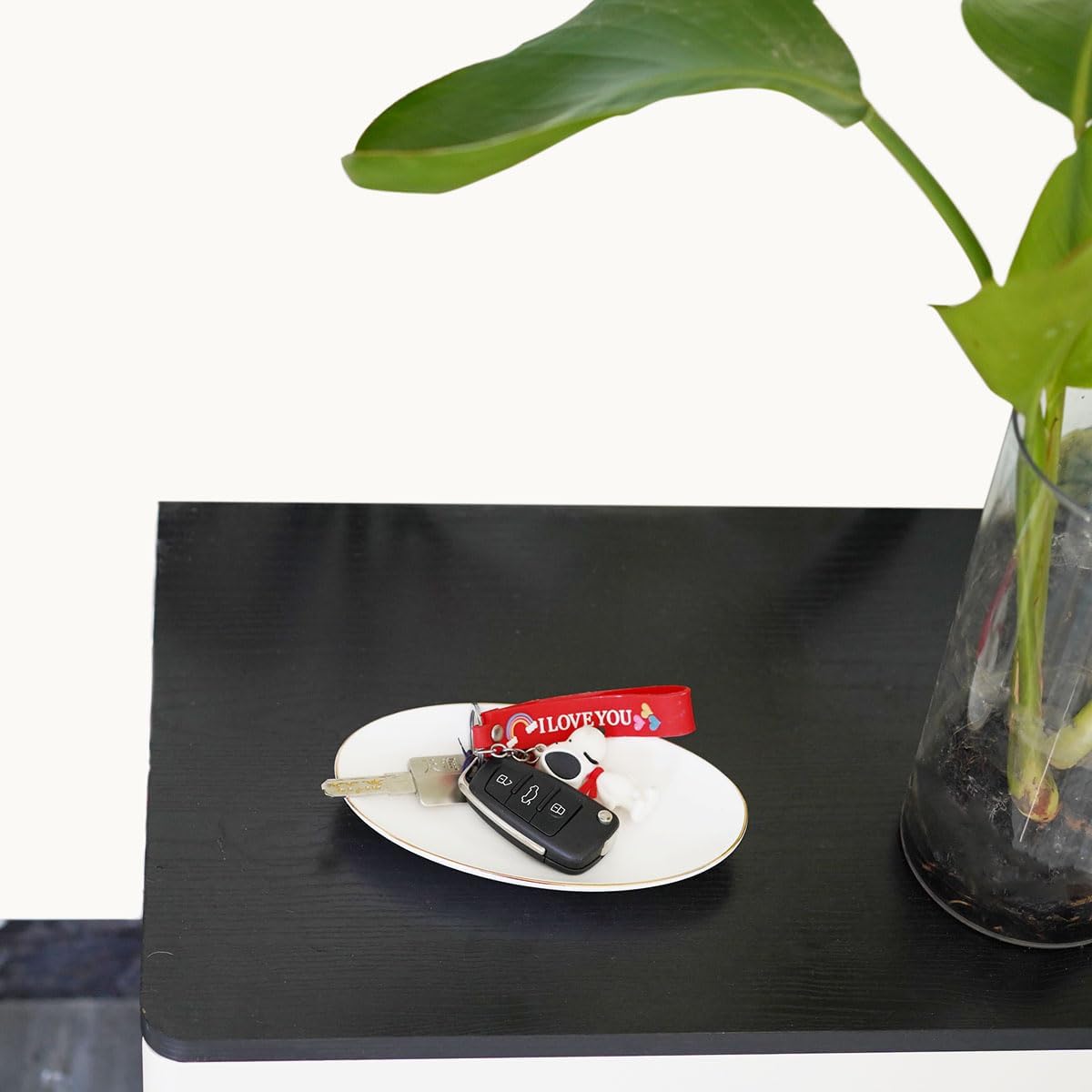 HANKOR Ceramic Key Bowl for Entryway Table, 7 x 4 Key Dish Tray Catch All Bowl, Small Decorative Bowl for Key Jewelry Ring, White