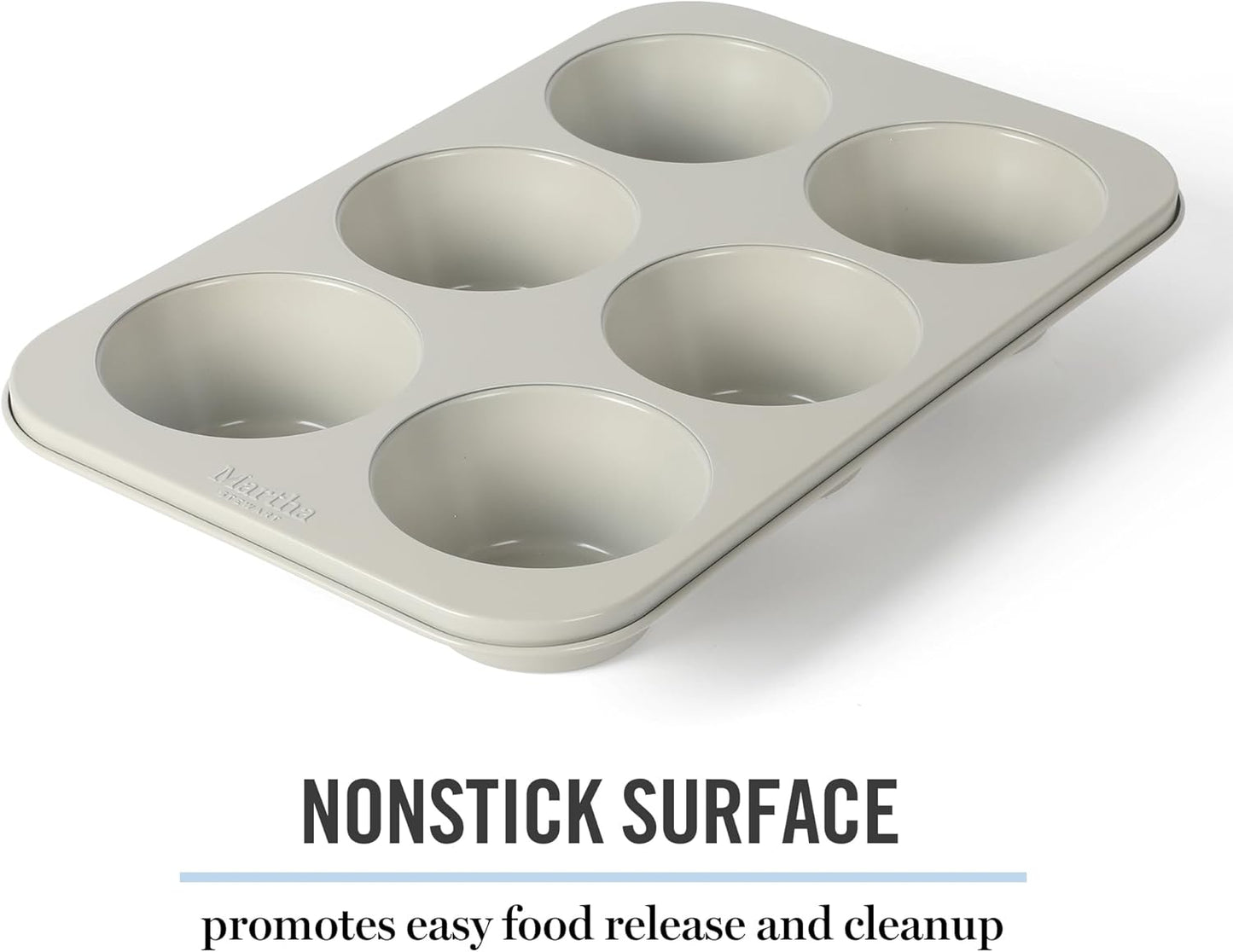 Martha Stewart Gallen 6 Cup Nonstick Carbon Steel Muffin/Cupcake Pan - Cool Grey