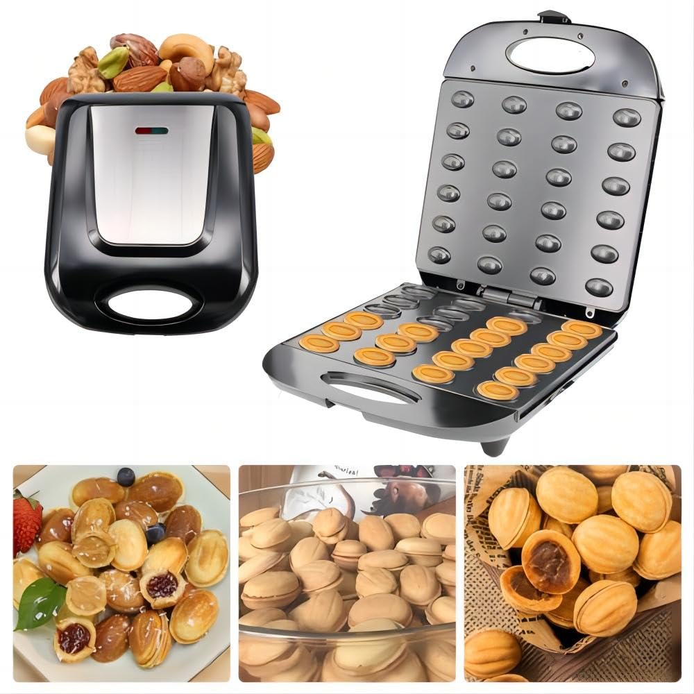 Walnut Cookie Maker 24 Holes Mold Maker Electric Walnut Cake Maker Mini Nut Waffle Bread Machine Sandwich Iron,Toaster Baking Breakfast Pan