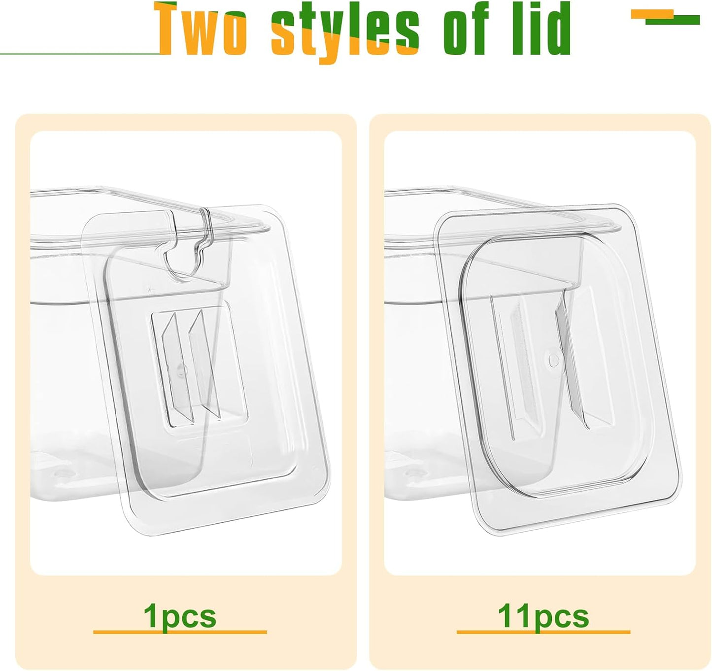 12 Pack Plastic Food Pan with Lids 1/6 Size 6'' Deep Restaurant Food Containers Stackable Clear Polycarbonate Commercial Hotel Pans with 1 Plastic Spoon for Fruits Vegetables