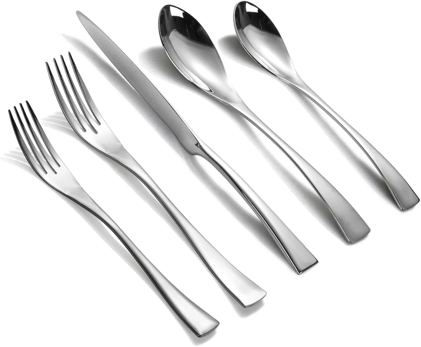 Lemeya 20-Piece Silverware Set for 4,Heavy Duty 18/10 Stainless Steel Cutlery Set with Forged Stand Knife,Modern Flatware Utensils Set,Forks Spoons and Knives Set,Mirror Polished,Dishwasher Safe