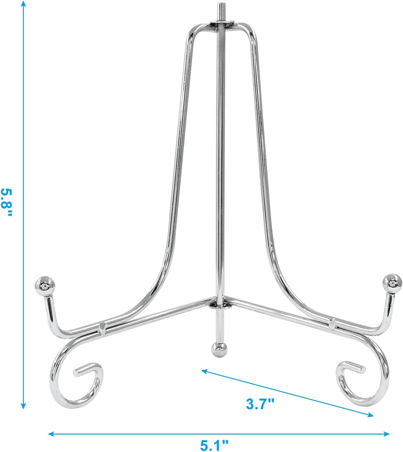 Hordion 2 Pack Plate Stand, 6 Inch Silver Iron Easel Photo Display Stand Plate Holder for Picture Frame Book Tabletop Art Platter