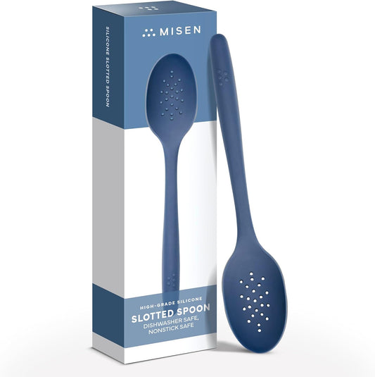 Misen Silicone Mixing Spoon - Professional-Grade, Dishwasher Safe - No Scratch Nonstick-Safe Kitchen Tool for Stirring, Scraping, and Serving - Stong, Durable, Heat Resistant - Blue