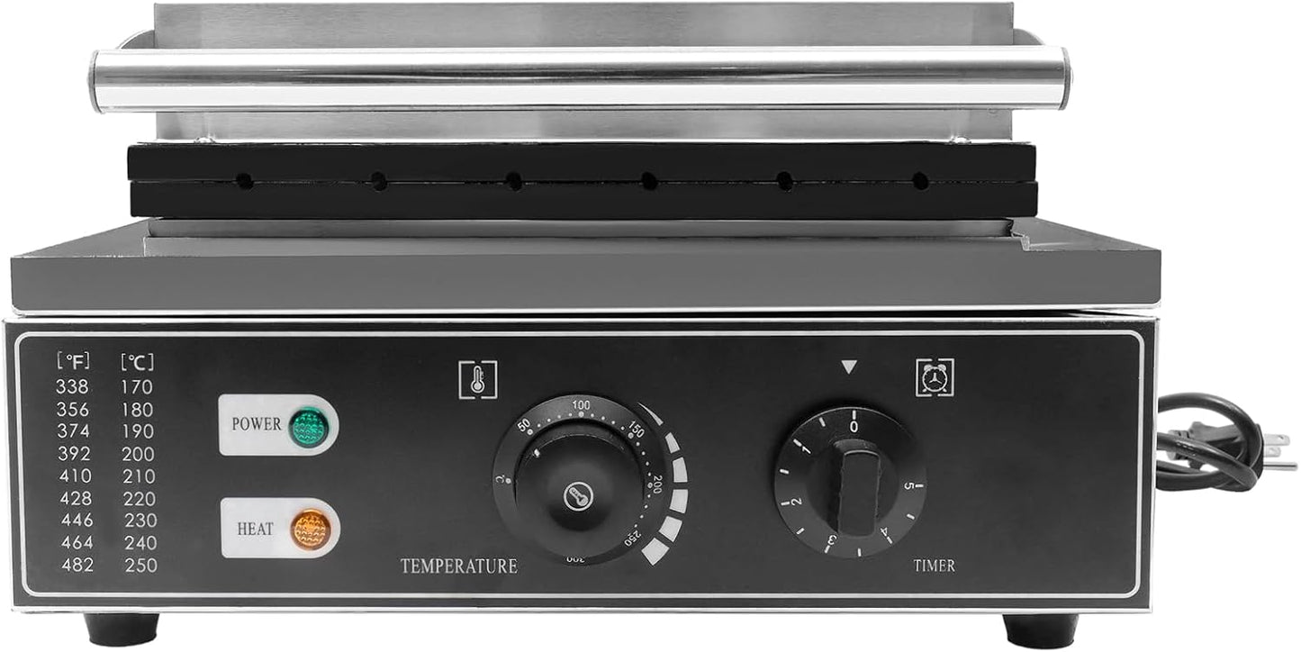 Commercial Waffle Stick Maker, 1500W 6-Channel Corn Dog Maker with Time & Temp Controller, Stainless Steel, Black, Compact, Countertop Griddle Appliance