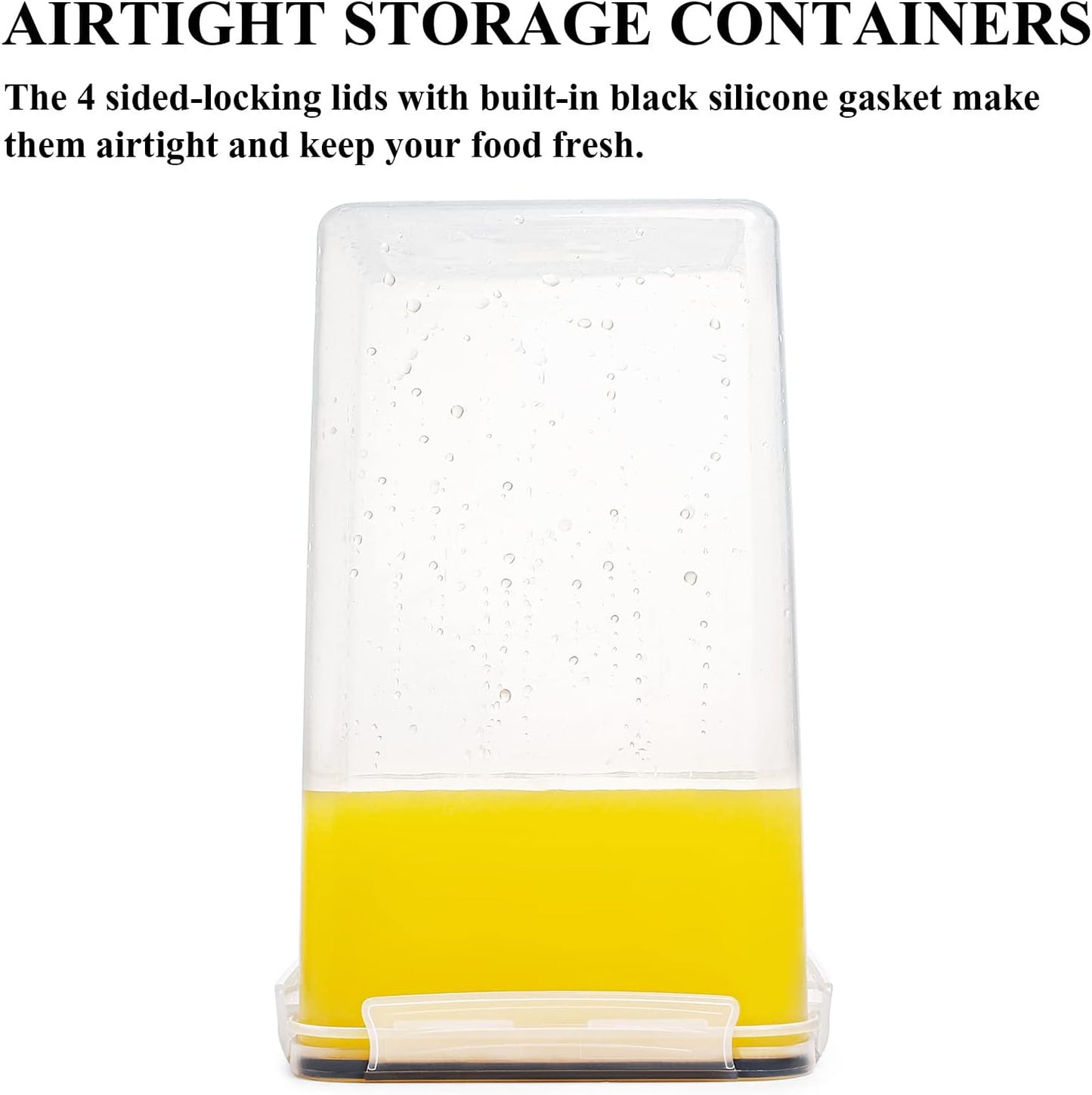 Wildone Extra Large Tall Airtight Food Storage Containers 6.5L/ 5.9QT, Plastic BPA Free Kitchen Pantry Storage Containers 4 Pieces for Flour, Sugar, Rice, with 20 Labels & 1 Marker, Black