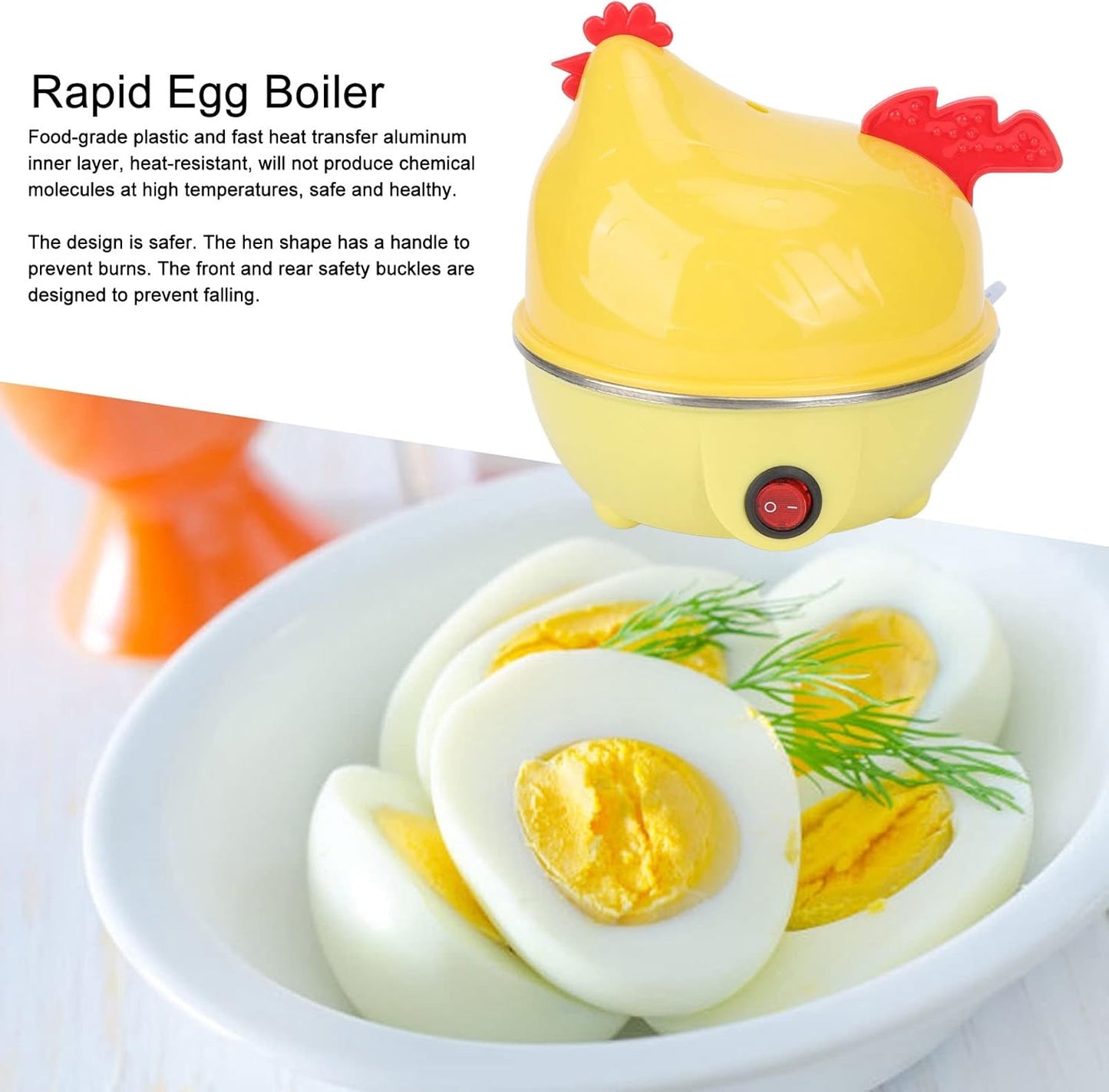 Electric Egg Boiler, Chicken Shape Egg Cooker, Multifunction Chicken Shape Rapid Egg Boiler, 7 Egg Capacity Automatic Shut Off Mini Breakfast Machine