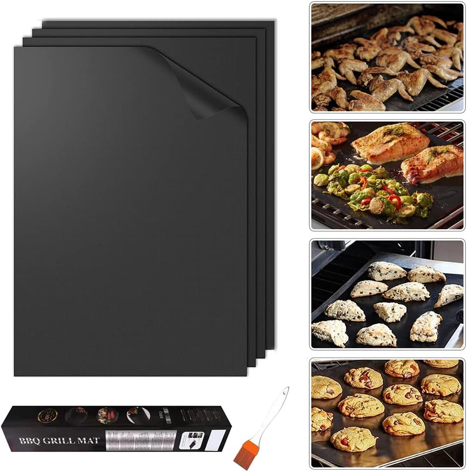4 Pack Large Oven Liners for Bottom of Electric Gas Oven Reusable,17"x 25" Thick Heavy Duty Nonstick Teflon Oven Mat, Heat Resistant Grill Mats Outdoor, Easy to Clean Gas Stove Liners