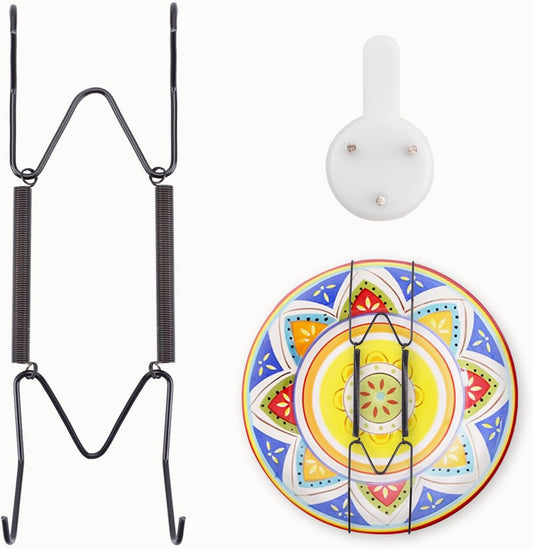 Plate Hangers for The Wall Suitable for 6-8 inch Small Decorative Plate, Invisible Stainless Steel Plate Hangers for Display with Wall Hooks, for Plates/Platter/Dish/Picture(Black)