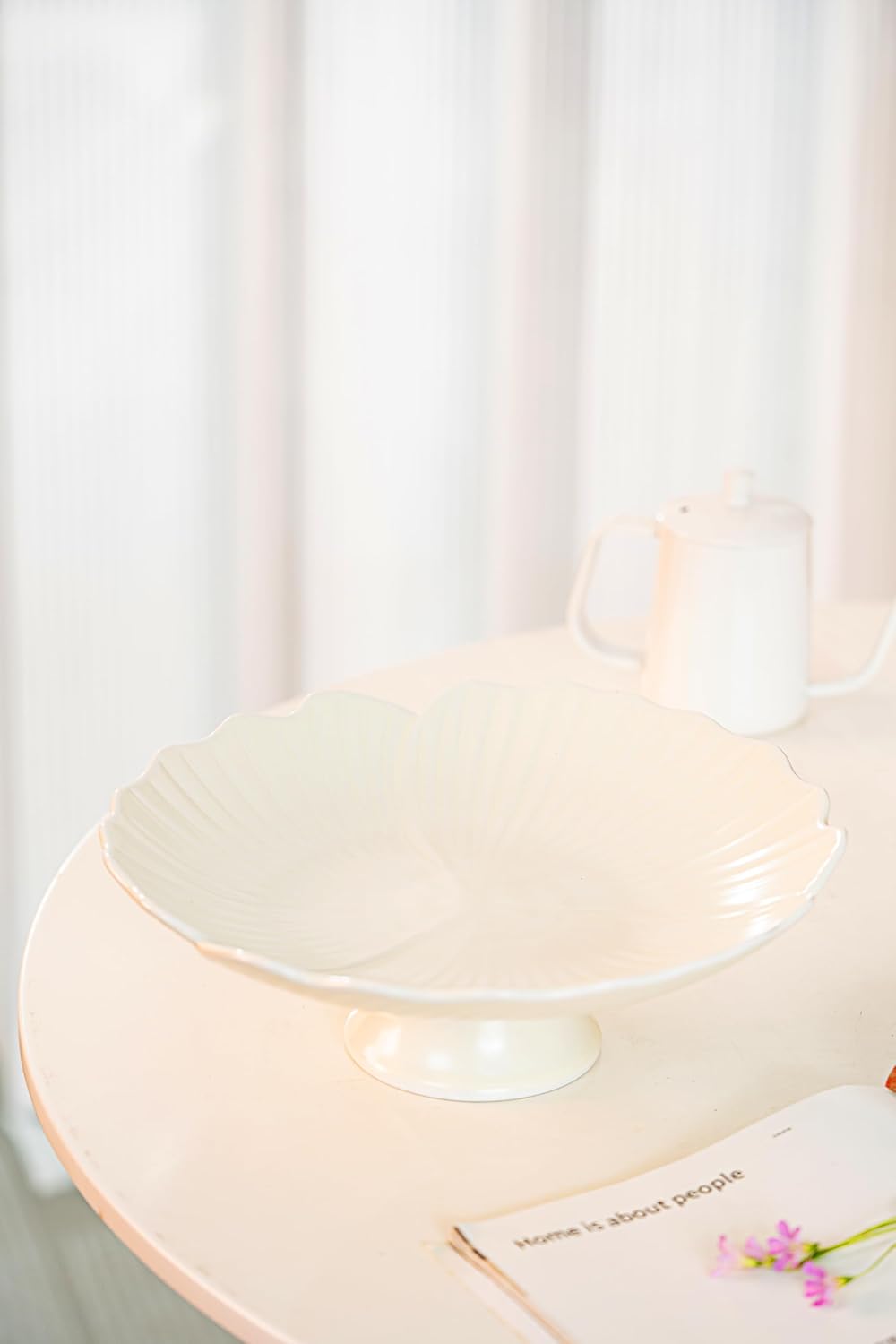 Ceramic Fruit Bowl for Kitchen Counter, Decorative bowl, Pedestal bowl, Footed bowl, Modern fruit bowl, Large fruit bowl, Decorative bowls for home décor, White fruit bowl, 10.5 ""