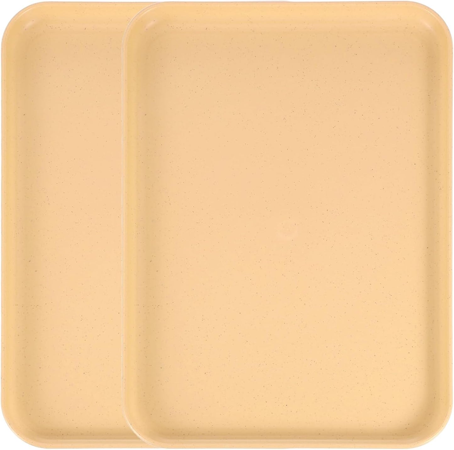 uxcell 2Pcs Plastic Serving Trays, 12.2 x 8.7 Inch Rectangle Food Trays Serving Cafeteria for Kitchen Restaurant Coffee Fruit Burger Lunch Dessert, Yellow