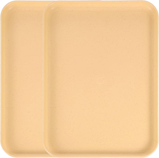 uxcell 2Pcs Plastic Serving Trays, 12.2 x 8.7 Inch Rectangle Food Trays Serving Cafeteria for Kitchen Restaurant Coffee Fruit Burger Lunch Dessert, Yellow