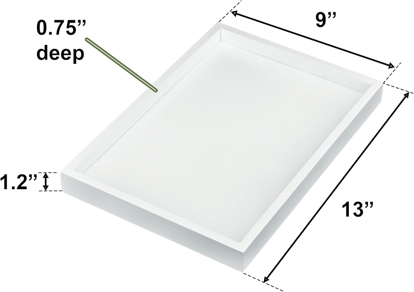 Bam & Boo Natural Bamboo Serving Tray Modern Rectangular (White, 13” x 9" x 1.2") for Food, Drinks, Decor, Vanity in Home, Kitchen, Bathroom, Coffee Table, Bed