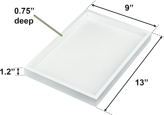 Bam & Boo Natural Bamboo Serving Tray Modern Rectangular (White, 13” x 9" x 1.2") for Food, Drinks, Decor, Vanity in Home, Kitchen, Bathroom, Coffee Table, Bed