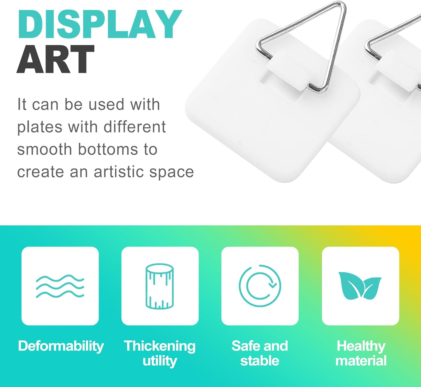 20 Pack Invisible Adhesive Plate Hangers, Vertical Wall Holders for Display, Supports 8-10 Inch Decorative Plates, Art & China, Secure Hangers for Home Décor