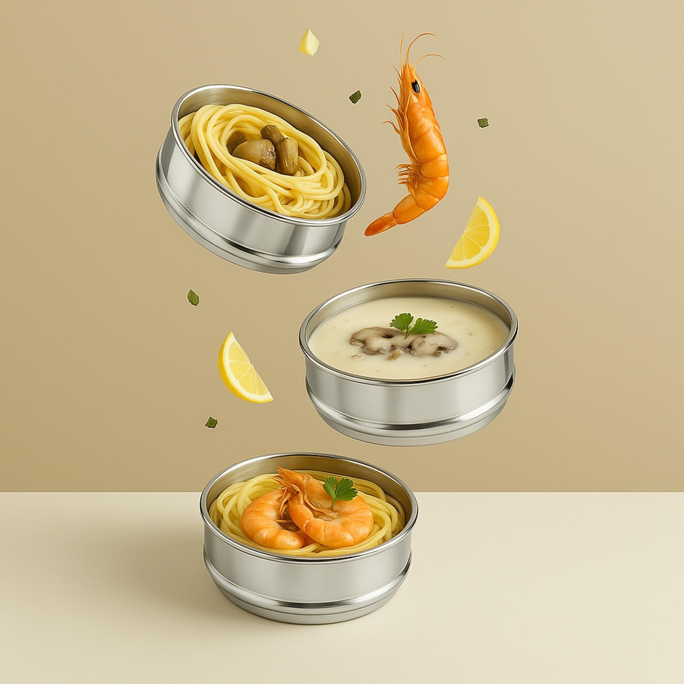 Instant Pot Insert for 6 & 8 Quart, 3 Tier Steamer Insert Pans 2 Interchangeable Lids and Sling for Instant Pot Pressure Cooker, Pot in Pot for Baking, Steaming & Casseroles