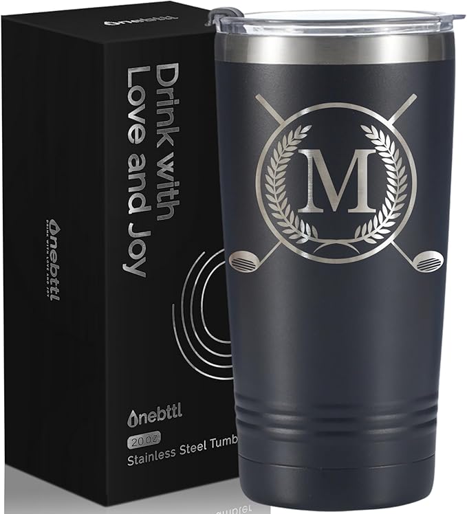 Onebttl Golf Gifts for Men with Initial for Golfer & Golf Lovers, 20oz Travel Mug, Perfect Gifts for Men, Birthday, Christmas - M