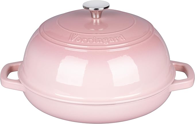 Enameled Cast Iron Dutch Oven Pot with Lid, Bread Oven for Sourdough Bread Baking, Dutch Ovens with Bread Proofing Basket& Baking Supplies Set, 6 Quart, Pink