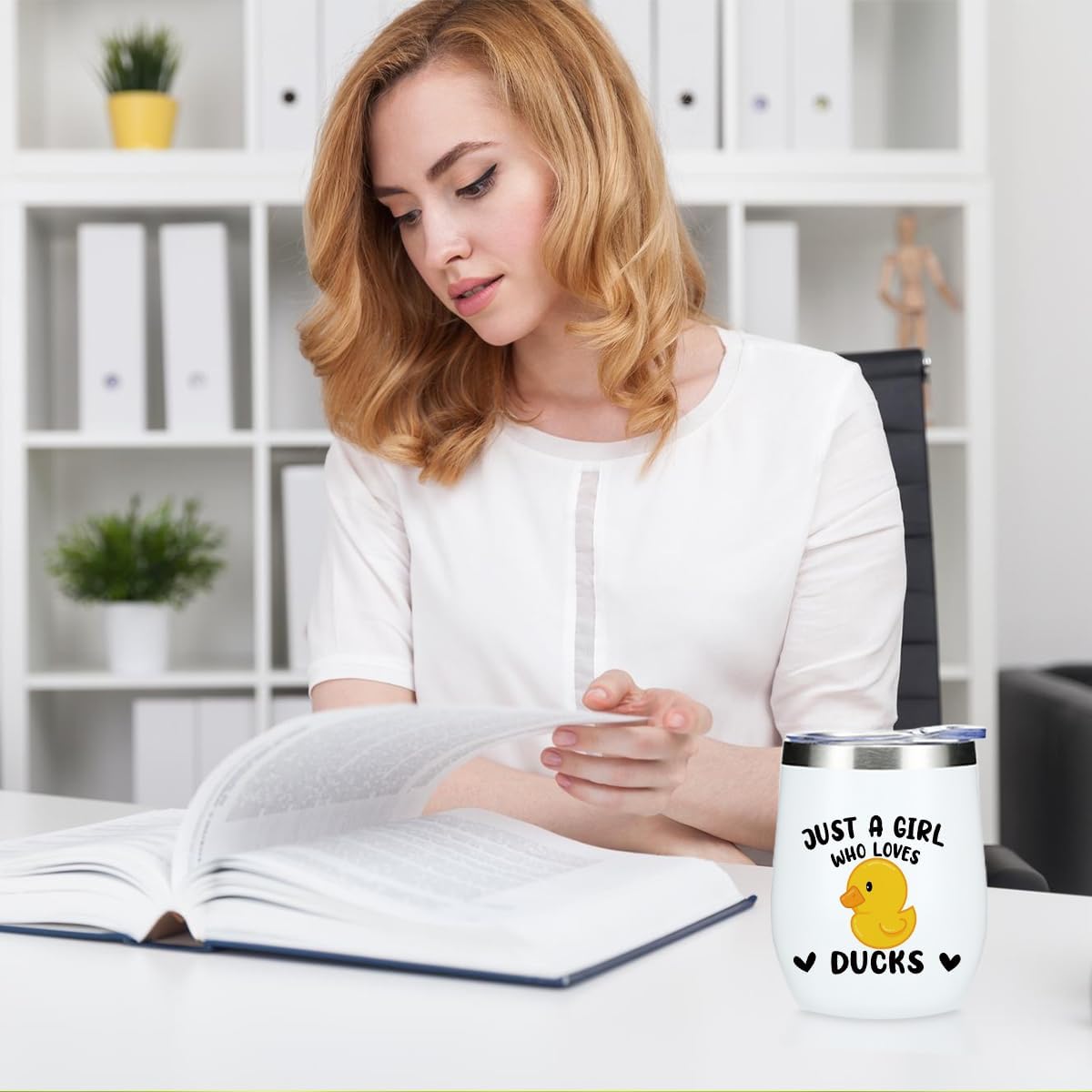 Cute Ducks 12 oz Tumbler, Wine Tumbler Insulated Wine Glass with Lid, Duck Gifts for Women Girls Duck Decor Stuff Merch for Teens Best Friend Daughter Sister Animal Lovers Sister Christmas Birthday