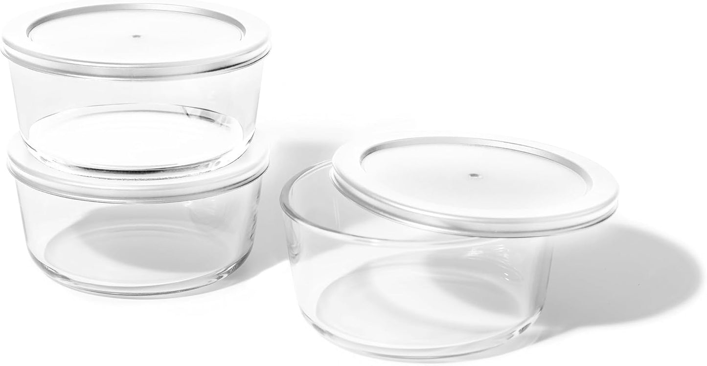 DURA LIVING 6-Piece Glass Food Storage Containers Set (3 Containers + 3 BPA-Free Lids) | 4-Cup, Leakproof | Microwave, Freezer, Oven & Dishwasher Safe | Ideal for Meal Prep & Pantry Organization