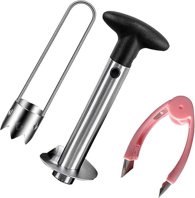 Fruit and Vegetable Corer Pepper Seed Apple Remover Bell Pepper Pineapple Corer Tool Stainless Steel Kitchen Gadget (Pepper strawberry pineapple Corer B)