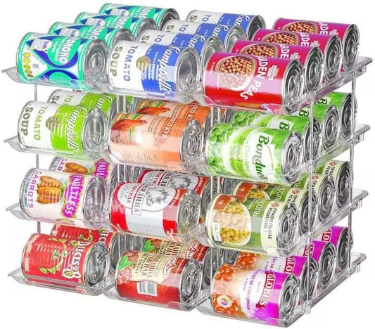 Can Organizer for Pantry, 3 Sets 4 Tiers Can Storage Organizer Pantry,Soda Can Organizer for Fridge 48 Cans Rack Automatic Rolling Stackable Canned Food Organizer,Clear