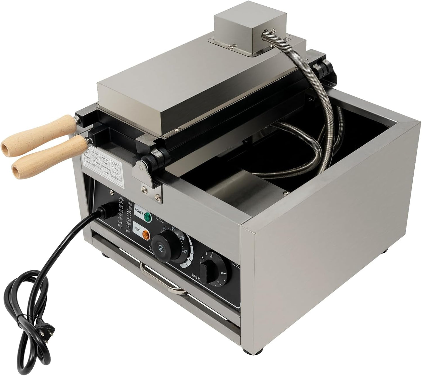 1800W Commercial Taiyaki Fish Waffle Maker, 12 Grids Electric Waffle Maker Non-Stick Stainless Steel Belgian Waffle Iron w/Time & Temper Adjustable|180° Rotating, Large Waffle Machine for Restaurant