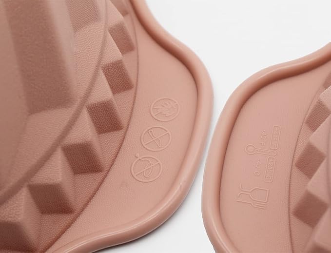 Kenond 2 PCS 9.5 Inch Silicone Cake Pans, Non-stick Fluted Cake Pan with Sturdy Handle, Cake Baking Molds, Perfect Bakeware for Cake, Jello, Gelatin, Bread, Para Gelatinas (Pink)