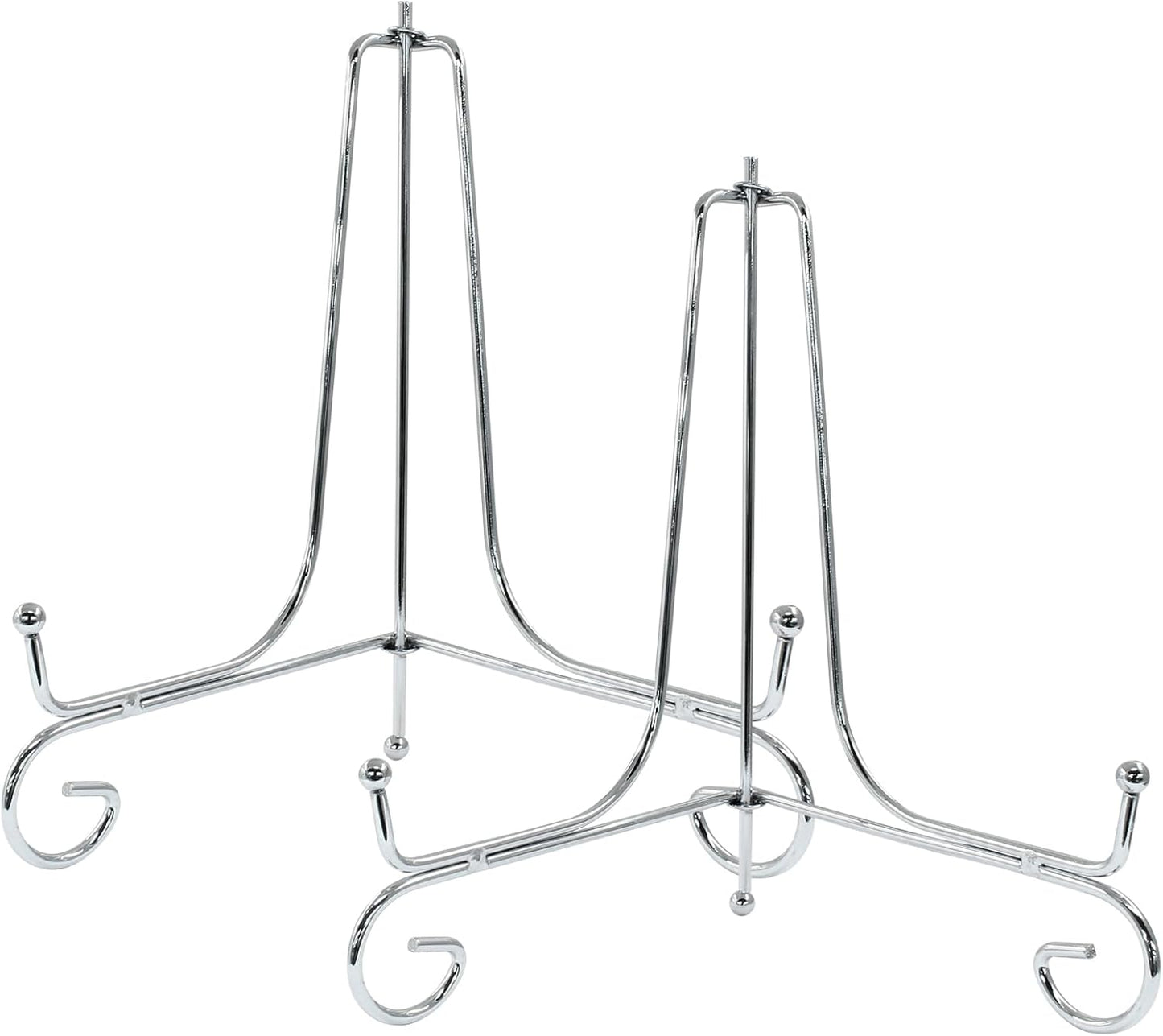 Hordion 2 Pack Plate Stand, 8 Inch Silver Iron Easel Photo Display Stand Plate Holder for Picture Frame Book Tabletop Art Platter