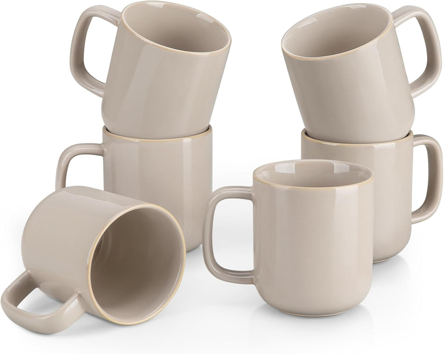 vancasso Coffee Mugs Set of 6, 12 Oz Ceramic Coffee Cups with Handle, Ceramic Unique Glaze Coffee Cup for Cappuccino, Latte, Tea, Cocoa, Dishwasher & Microwave Safe Gift Sets, Gray, Series PLAYA