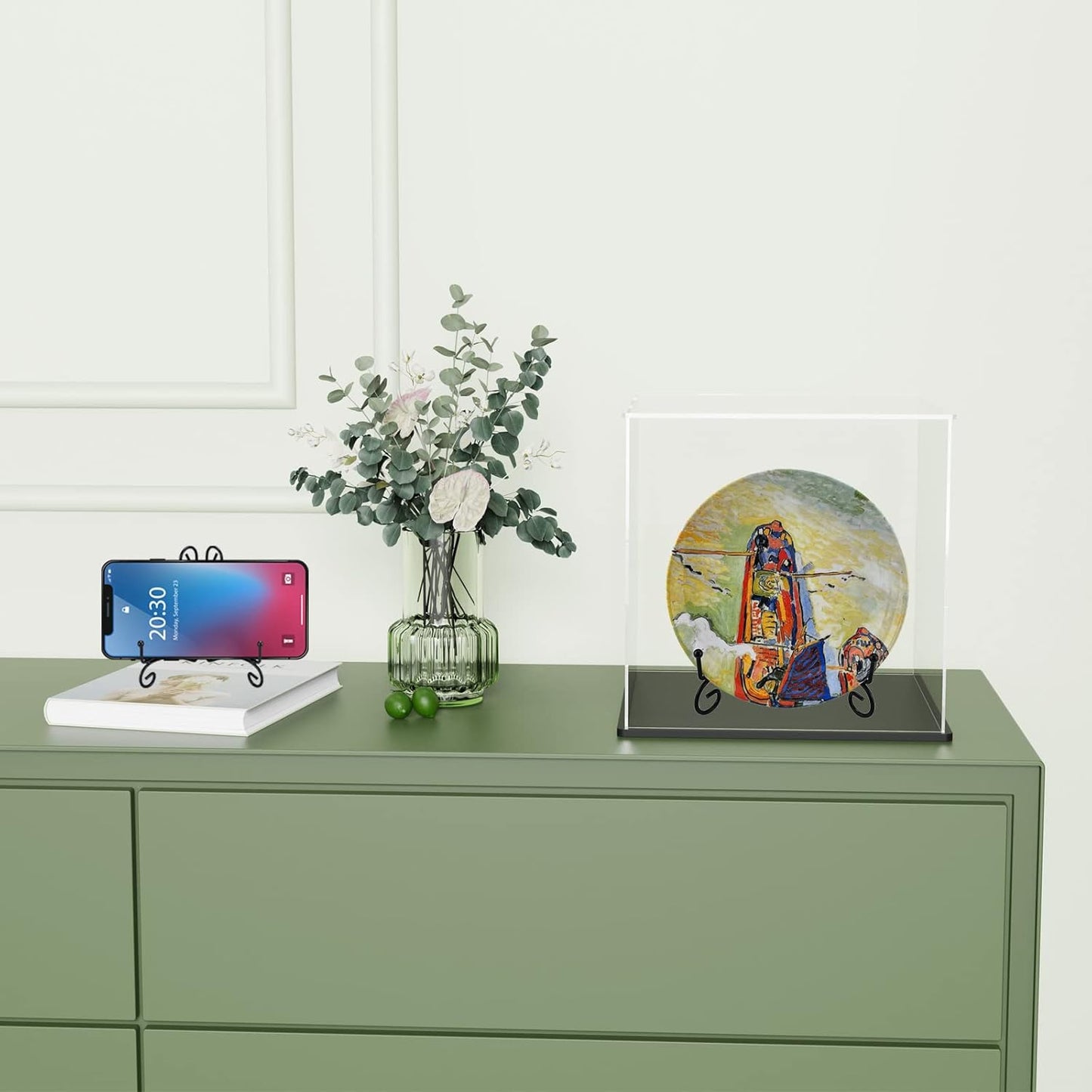 SVENJBB Black Metal Plate Stand, 12 Inch Display Holder, Small Plate Display Stand for Cookbook, Picture Frame, Photo, Decorative Items (1 Pack)