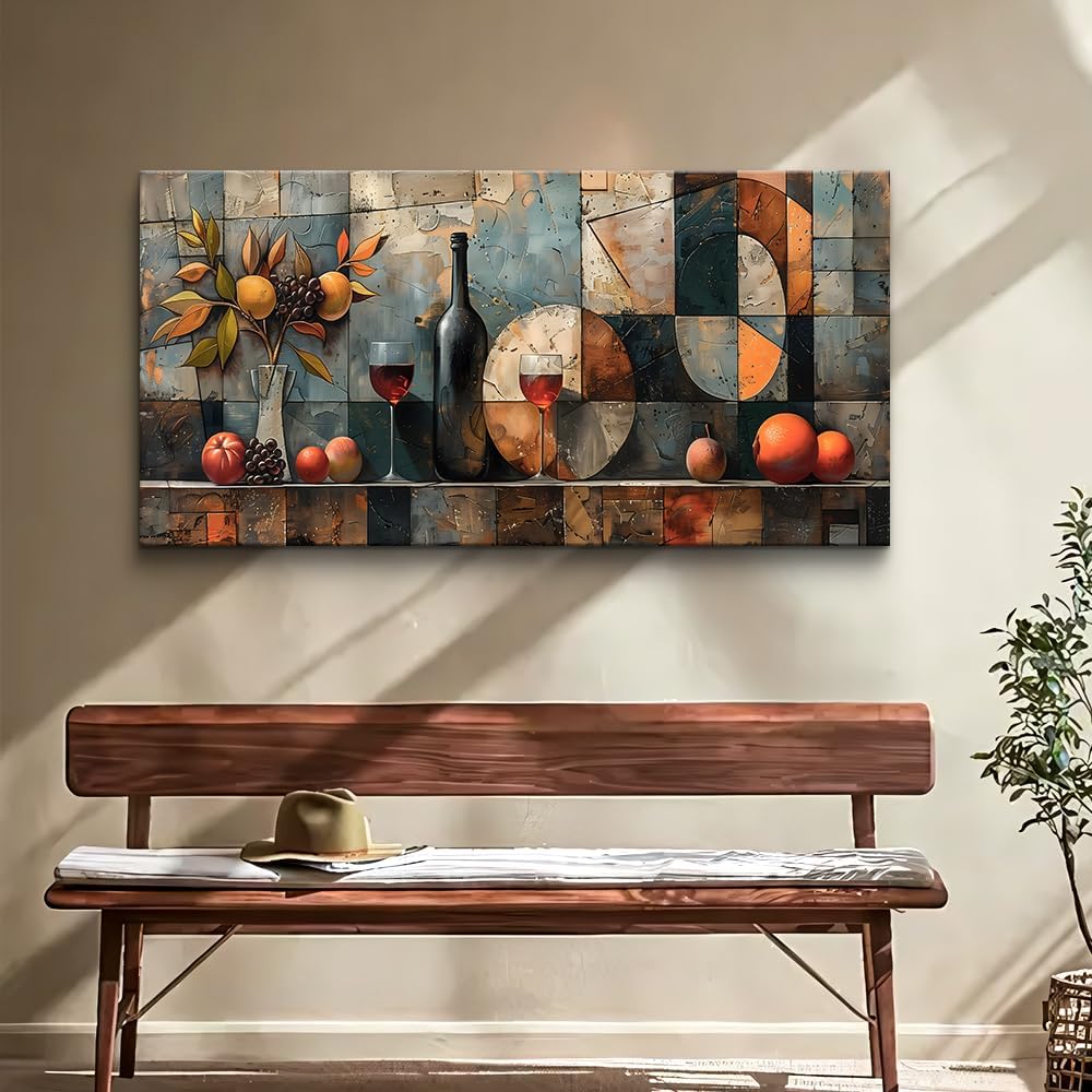 KELIYUAN Large Canvas Wall Art For Kitchen Wall Decor For Living Room Restaurant Pub Decorations Wine Glass Wall Painting Still Life Abstract Pictures Artwork Dining Mural Posters Decor 30"x60"