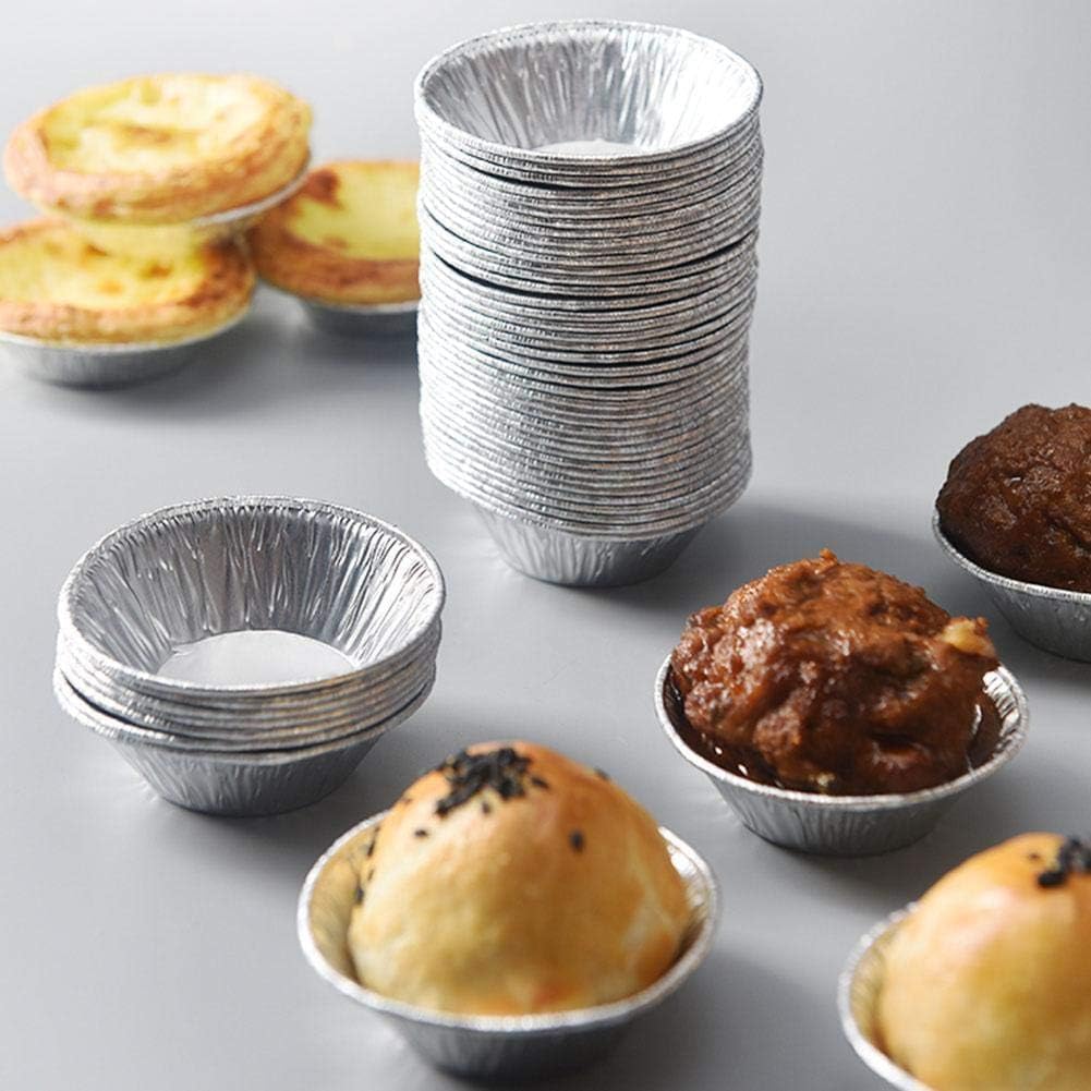 50Pcs Silver Mini Pie Tins, Small Pie Pans, Round Tart Pie Foil Pans Disposable Pans Aluminum Foil Tart Pans, Aluminum Pie Pans for Baking Pot Pies, Tarts