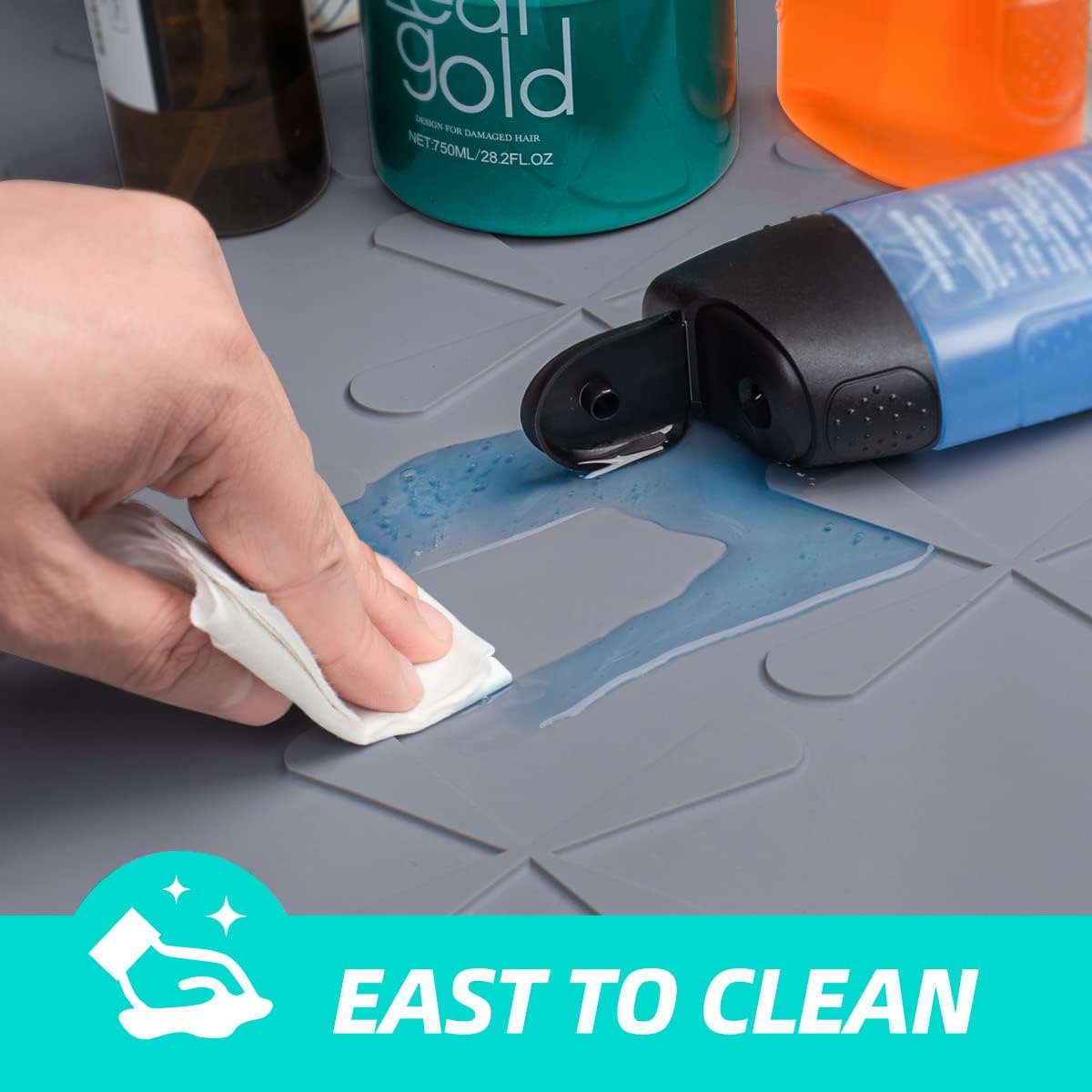 SIKADEER 22" x 22" Under Sink Mat Waterproof, Silicone Mat Kitchen Drawer Shelf and Cabinet Liner, Sink Protector for Kitchen Organizers and Storage, Boot Tray Pet Food Mats