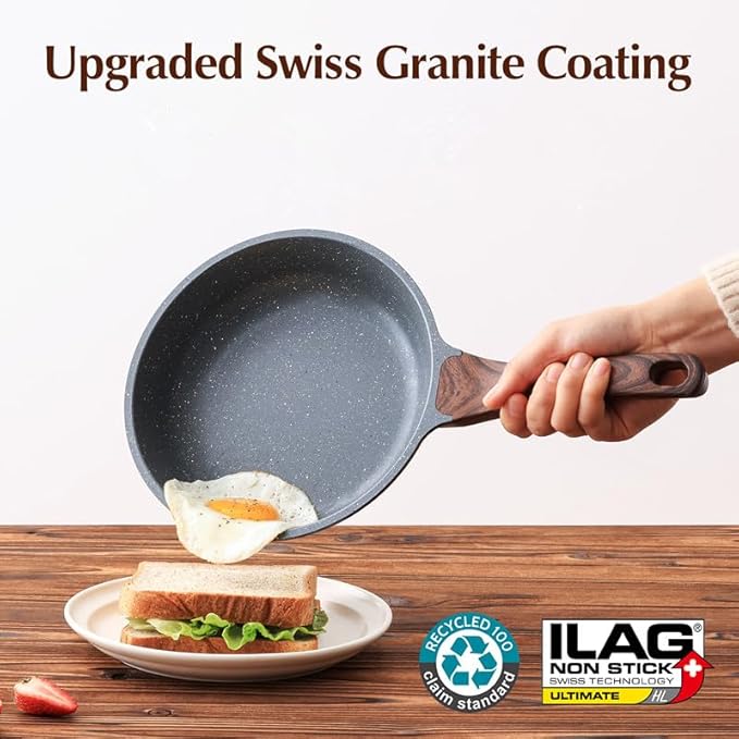 SENSARTE Nonstick Frying Pan Skillet with Lid, Omelet Pan with Cover, Healthy Cooking Chef's Pan, Kitchen Non Stick Pan, Free of Intentionally Added PFOA (11inch + Glass Lid)