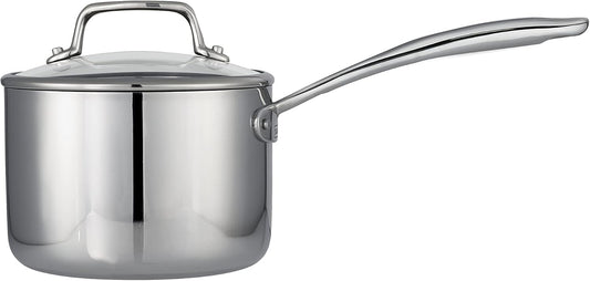 Tramontina Tri-Ply Clad Stainless Steel 2-Quart Small Sauce Pan with Glass Lid, Induction-Ready, Dishwasher-Safe, NSF-Certified