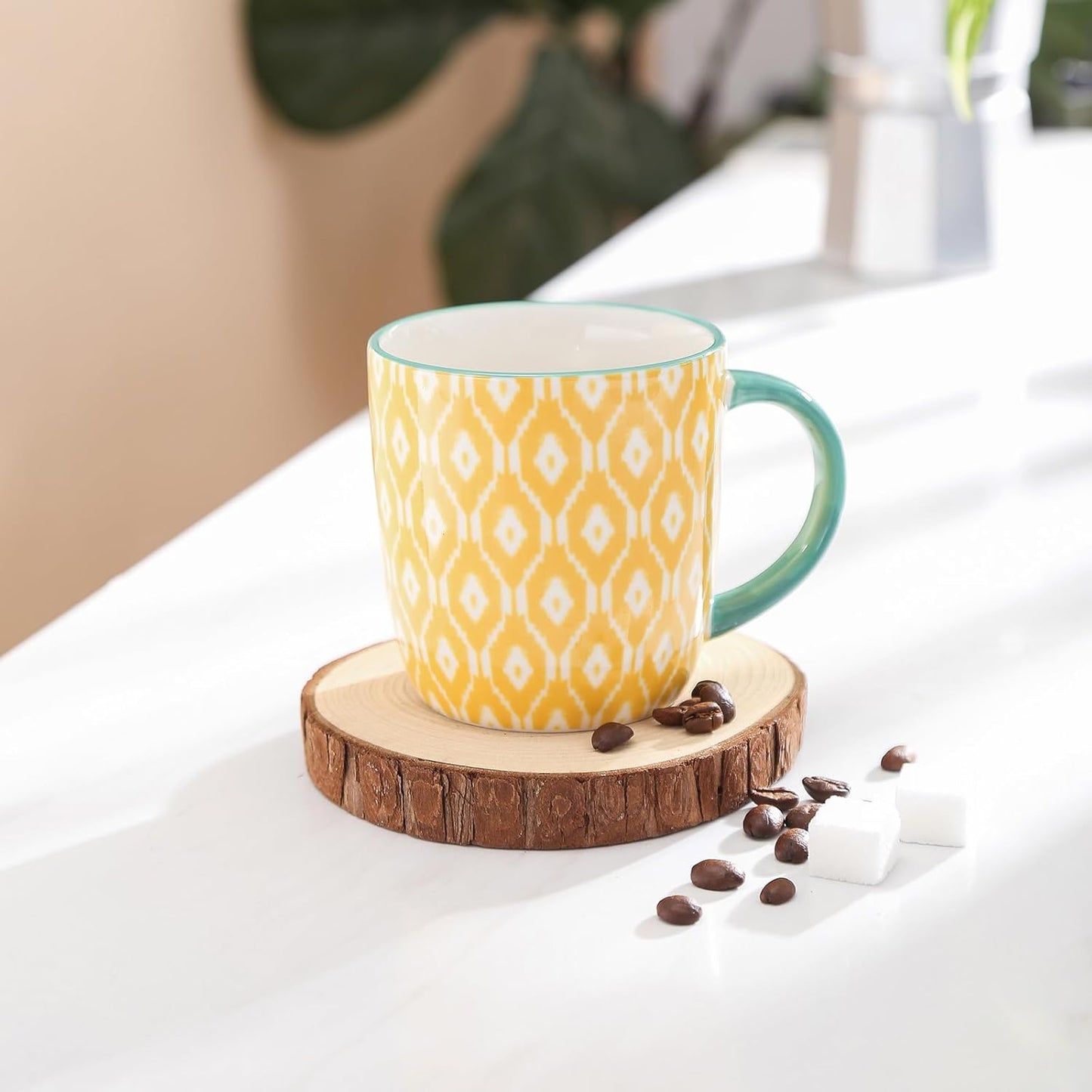 Selamica 10 OZ Coffee Mugs Set of 4, Small Coffee Cups Ceramic with Handle, Coffee Mug for Cappuccino Latte Cocoa Milk Tea, Dishwasher Microwave Safe, Assorted Colors