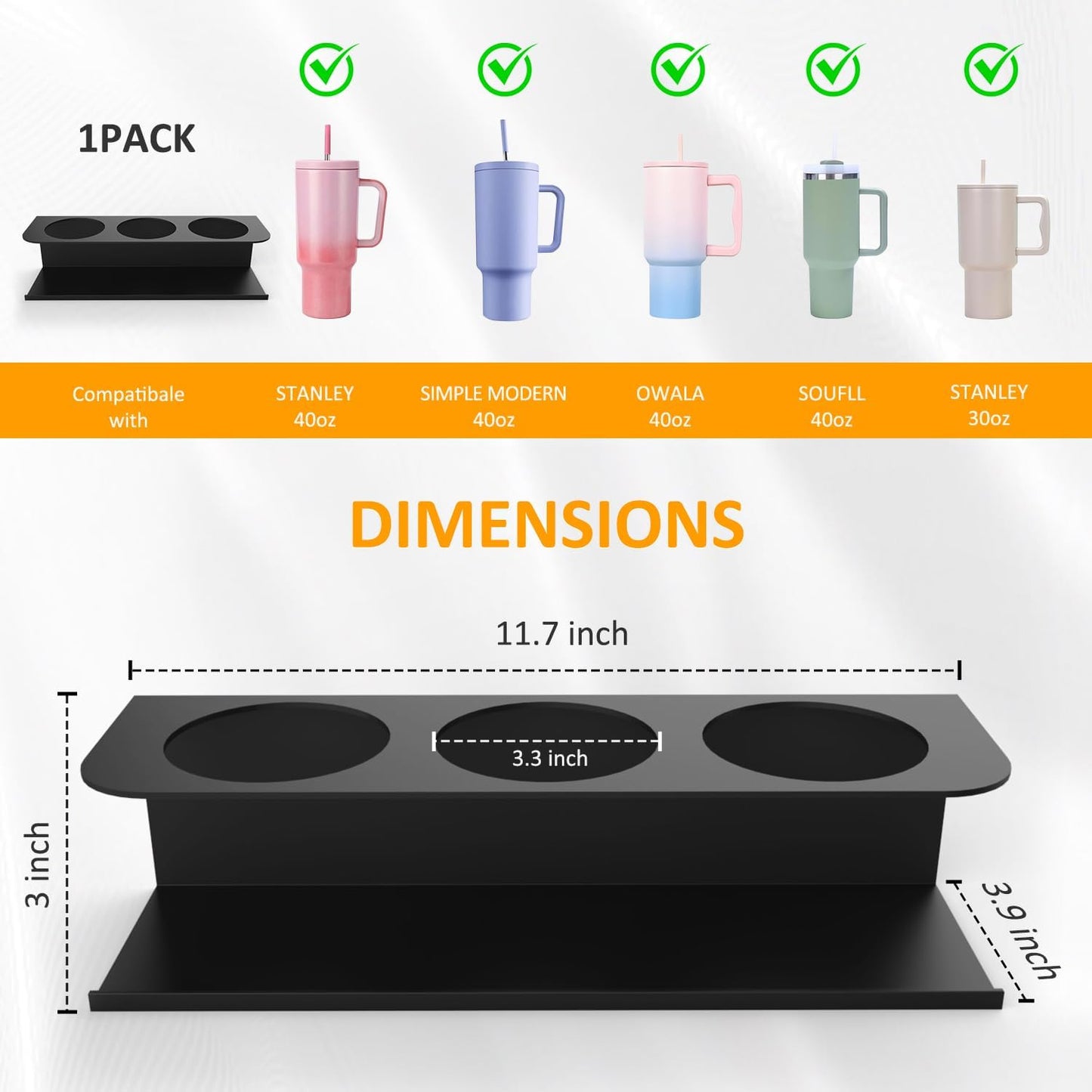 Magnetic Cup Holder for Stanley 30/40 oz Water Bottles, Tumbler Organizer for Stanley Cup, Strong Magnetic Storage Organizer Holder, Flexible Disassembly, for Kitchen, Refrigerator-1 Pack