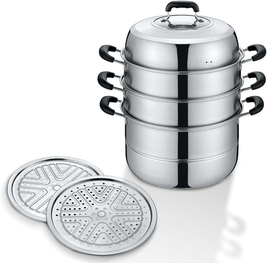CONCORD 3 Tier Premium Stainless Steel Steamer Set (32 CM)