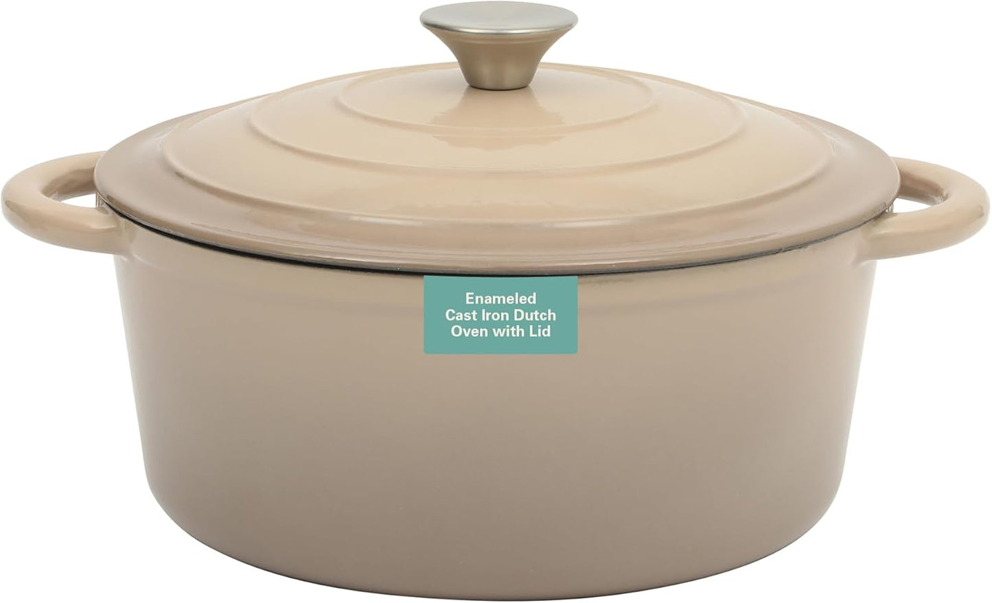 Gibson Home Addlestone 5 Qt Enameled Cast Iron Dutch Oven Pot with Lid – Round, Oven Safe to 500°F, Ideal for Bread Baking & Stews - Gradient Taupe